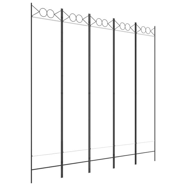 vidaXL Rumsavdelare 5 paneler vit 200x200 cm tyg