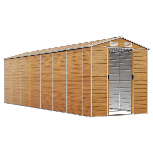 vidaXL Tr&auml;dg&aring;rdsskjul ljusbrun 191x640x198 cm galvaniserat st&aring;l