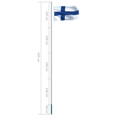 vidaXL Finlands flagga och flaggstång i aluminium 6,2 m