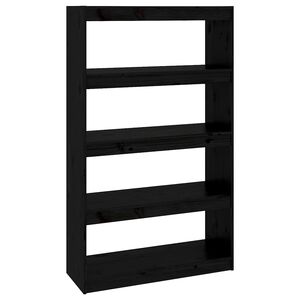 vidaXL Bokhylla/Rumsavdelare svart 80x30x135,5 cm massiv furu