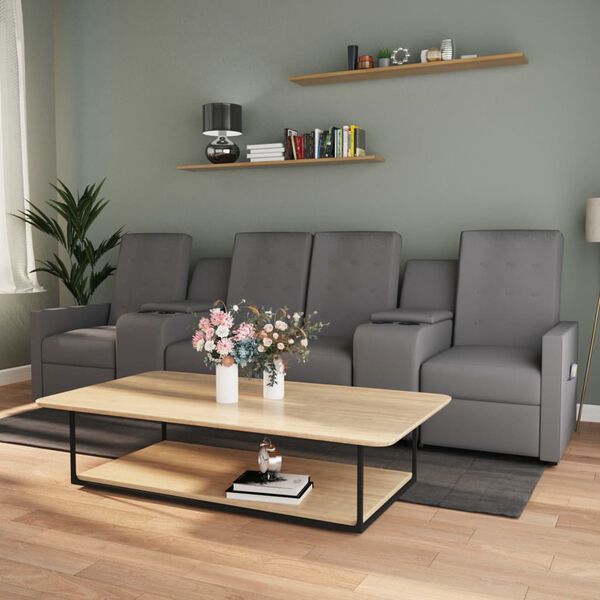 vidaXL 4-sits massagef&aring;t&ouml;lj med muggh&aring;llare ljusgr&aring;