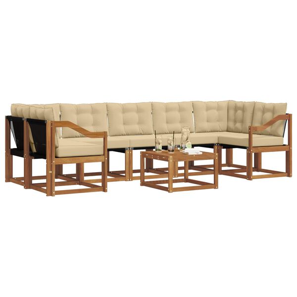 vidaXL Utomhussoffset med kudde 8 pcs Naturlig och Beige