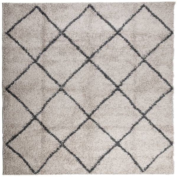 vidaXL Ryamatta PAMPLONA l&aring;ng lugg modern beige & antracit 200x200 cm