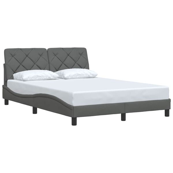 vidaXL Bed Frame without Mattress Dark Grey 140x190 cm Fabric