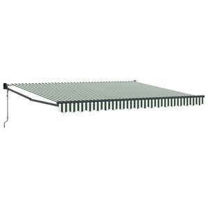 vidaXL Utdragbar markis Gr&ouml;n och Vit 400 &times; 300 cm Polyester och metall