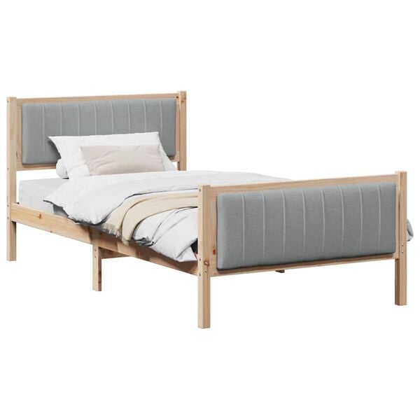 vidaXL S&auml;ngram Brun och ljusgr&aring; 100 x 200 cm Massiv furu