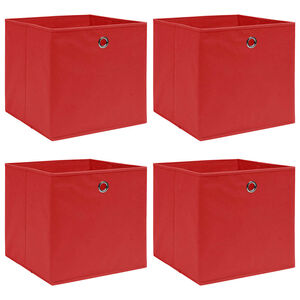 vidaXL F&ouml;rvaringsl&aring;dor 4 st r&ouml;d 32x32x32 cm tyg