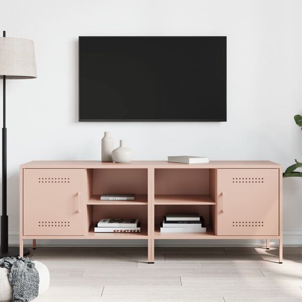 vidaXL Tv-bänk 2 st rosa 68x39x50,5 cm stål