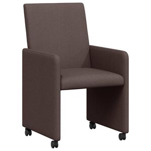 vidaXL Matstolar med hjul 2 st tyg M&ouml;rkbrun 57 x 66 x 94 cm