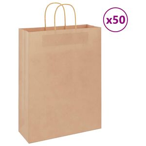 vidaXL Pappersp&aring;sar 50 st med handtag brun 32x12x42 cm