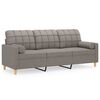 vidaXL 3-sitssoffa med prydnadskuddar taupe 180 cm tyg