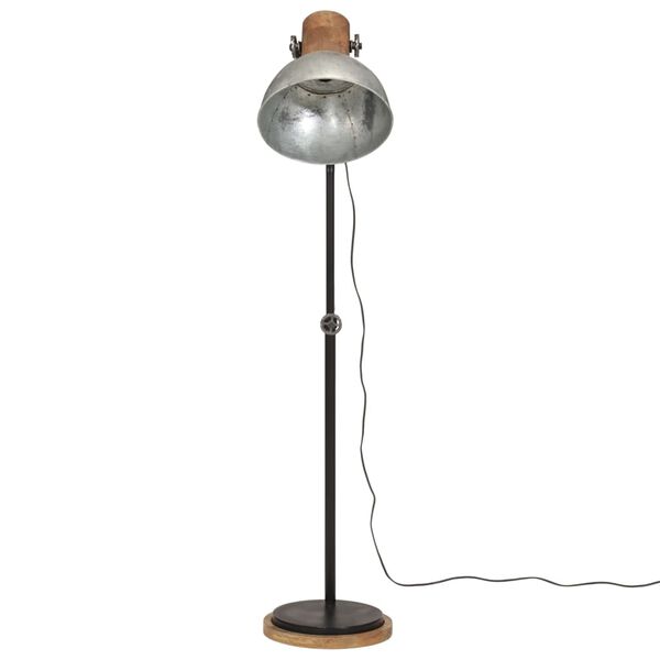 vidaXL Golvlampa 25 W vintage silver 30x30x100-150 cm E27