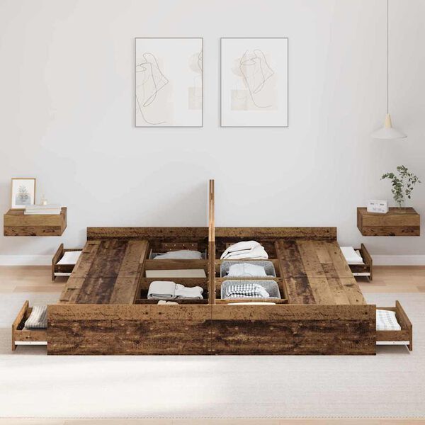 vidaXL F&ouml;rvaringss&auml;ngram Gammalt tr&auml; 200 x 200 cm Konstruerat tr&auml;