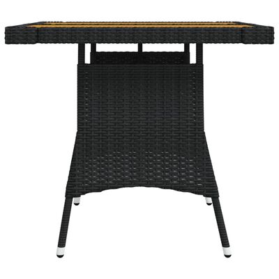 vidaXL Trädgårdsbord svart 70x70x72 cm konstrotting och massiv akacia