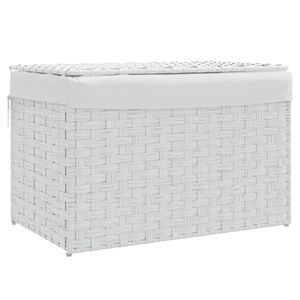 vidaXL Tv&auml;ttkorg med lock vit 55,5x35x34 cm konstrotting