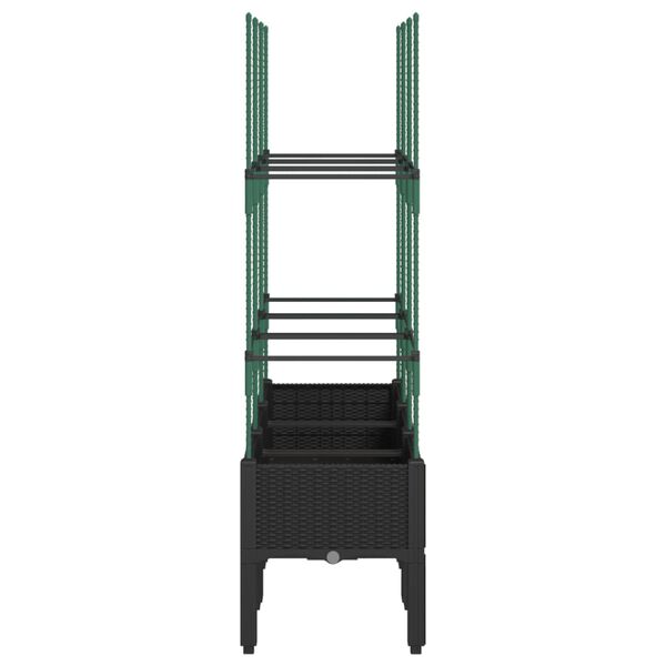 vidaXL Odlingsl&aring;da med spalj&eacute; svart 120x40x142,5 cm PP