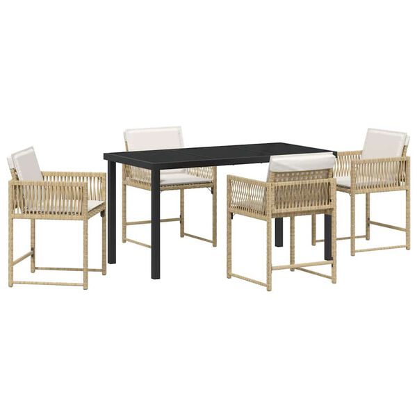 vidaXL Trädgårdsmöbelset 5 pcs Beige konstrotting
