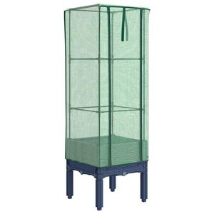 vidaXL Odlingsl&aring;da med v&auml;xthus&ouml;verdrag rottinglook 40x40x140 cm