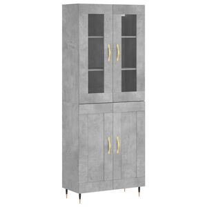 vidaXL H&ouml;gsk&aring;p betonggr&aring; 69,5x34x180 cm konstruerat tr&auml;
