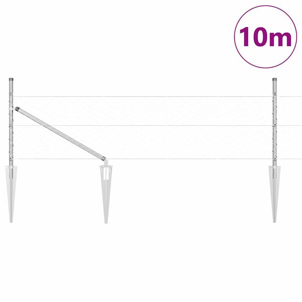 vidaXL St&auml;ngselstolpe Silver 10 x 0,8 m (50 mm maska) St&aring;l
