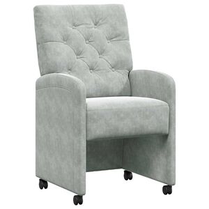vidaXL Matstolar med hjul 2 pcs Ljusgr&aring; 58 x 67 x 97 cm Sammet