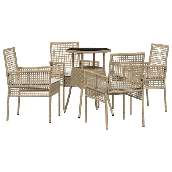 vidaXL Trädgårdsmöbelset 5 pcs Beige Poly rattan