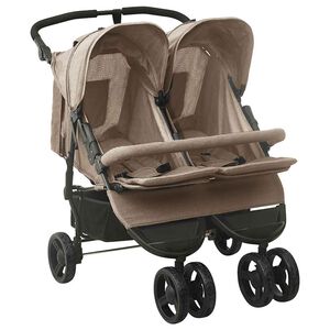 vidaXL Tvillingvagn taupe st&aring;l