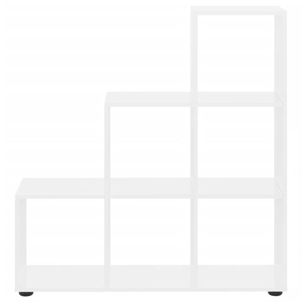 vidaXL Bokhylla trappformad vit h&ouml;gglans 107 cm konstruerat tr&auml;