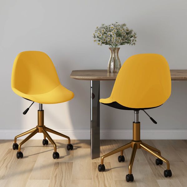 vidaXL Snurrbara matstolar 2 st senapsgul sammet