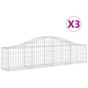 vidaXL Gabion b&aring;gformad 3 st 200x30x40/60 cm galvaniserat j&auml;rn