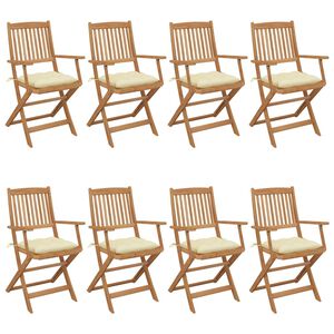 vidaXL Hopf&auml;llbara tr&auml;dg&aring;rdsstolar med dynor 8 st massivt akaciatr&auml;