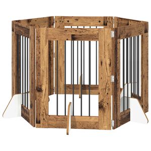 vidaXL Hundgrind med st&auml;llningar 6 pcs Gammalt tr&auml; 60 x 80 cm