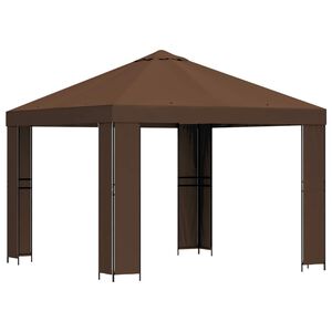 vidaXL Paviljong 3 x 3 m Brun Polyester och St&aring;l 190 gsm