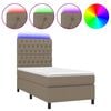 vidaXL Rams&auml;ng med madrass & LED taupe 90x200 cm tyg