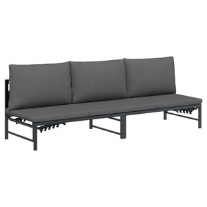 vidaXL Solstol f&ouml;r 3 personer Svart 200 x 62 x 59,5 cm Textilene