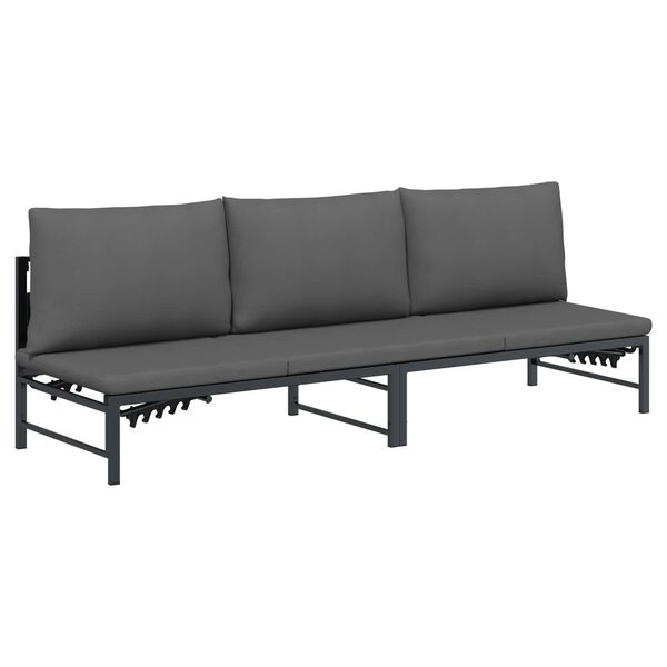 vidaXL Solstol f&ouml;r 3 personer Svart 200 x 62 x 59 cm Textilene