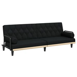 vidaXL B&auml;ddsoffa med armst&ouml;d svart tyg