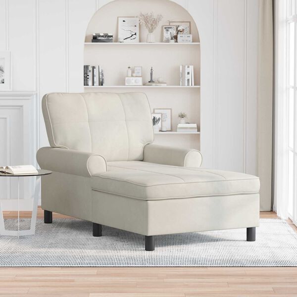 vidaXL Chaise Lounge med kudde Kr&auml;m 91 x 157 x 91 cm Sammet