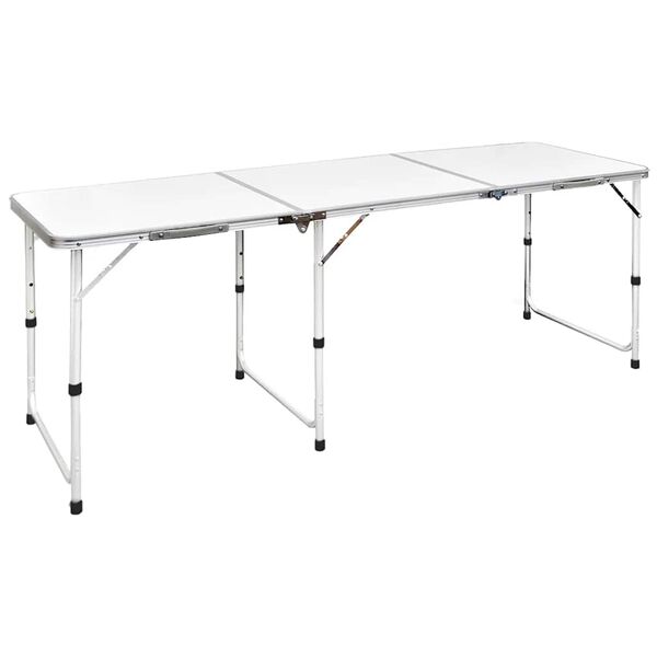Hopfällbart campingbord med justerbar höjd Aluminium 180 x 60 cm