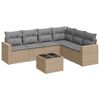 vidaXL Matgrupp f&ouml;r tr&auml;dg&aring;rden med dynor 7 delar beige konstrotting