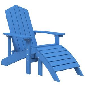 vidaXL Adirondackstol med fotpall HDPE aquabl&aring;