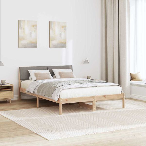 vidaXL S&auml;ngram med huvudgavel Brun och taupe 160 x 200 cm Massiv furu