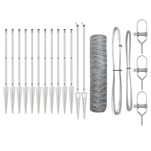 vidaXL Stängselstolpe Silver 25 x 0,8 m (50 mm nät) Stål