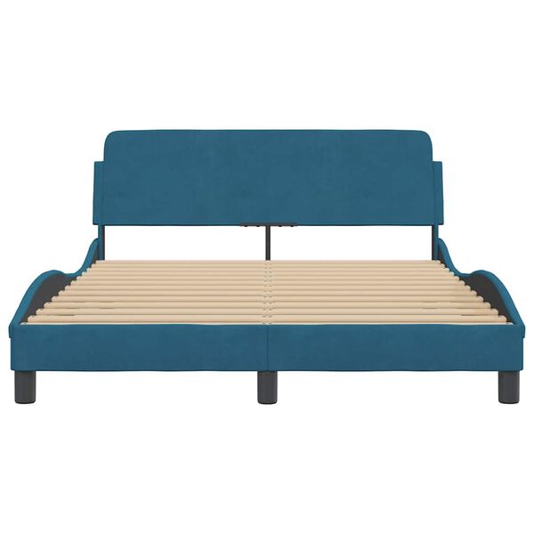 vidaXL Bed Frame with Headboard "Dover" Blue 140x190 cm Velvet