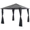 vidaXL Paviljong med draperi aluminium 3x3 m svart