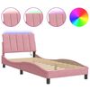 vidaXL Bed Frame with LED without Mattress "Hanko" Pink 90x200 cm Velvet