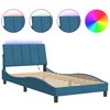vidaXL Bed Frame with LED without Mattress "Hanko" Blue 100x200 cm Velvet
