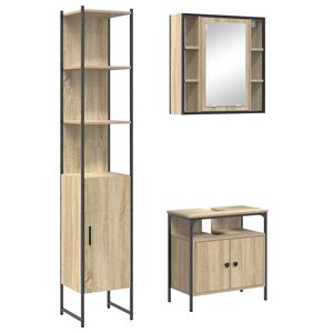 vidaXL Badrumsm&ouml;belset 3 st Sonoma-ek 33 x 33 x 185,5 cm
