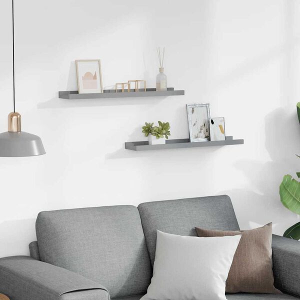 vidaXL Tavellist 2 st gr&aring; 60x9x3 cm MDF