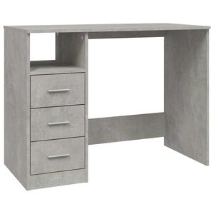 vidaXL Skrivbord med l&aring;dor betonggr&aring; 102x50x76 cm konstruerat tr&auml;